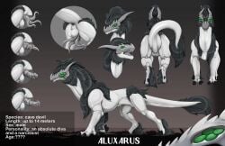 2026 anus balls butt cave_devil claws digital_drawing_(artwork) digital_media_(artwork) english_text erection feet feral front_view genitals hair hi_res horn ishiru male penis rear_view side_view simple_background solo standing tail teeth text toes tongue unknown_species
