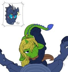 absurd_res blush changeling_(mlp) denton dragon_pony duo equid equine fan_character fellatio feral friendship_is_magic genitals hasbro hi_res horn horse lethanvas_(oc) male male/male mammal my_little_pony mythological_creature mythological_equine mythology oral penile penis pony sex spectre_phase_(oc) tongue tongue_out tongue_out_fellatio unicorn