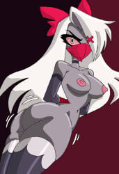 1girls angel angel_girl angry arms_behind_back ass big_breasts breasts butt damsel_in_distress female gag gagged grey_body grey_skin hair hazbin_hotel hellaverse jackattack1324 long_hair naked nude otn_gag solo solo_female tied_up vaggie vaggie_(hazbin_hotel) vivienne_medrano vivziepop