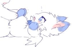2024 ambiguous_feral ambiguous_gender ambiguous_on_anthro anthro biped blue_body blue_eyes blue_fur blush blush_stickers chest_tuft digital_drawing_(artwork) digital_media_(artwork) dipstick_ears domestic_cat duo ear_markings feathered_wings feathers felid feline felis feral feral_focus flat_colors fur fur_tuft kirichiiii leg_markings male male_anthro male_on_feral mammal markings mostly_offscreen_anthro mostly_offscreen_character mostly_offscreen_male multicolored_body multicolored_ears multicolored_fur noseless obscured_sex paws quadruped side_view socks_(marking) solo_focus spiral spiral_pupils tuft two_tone_body two_tone_fur white_body white_fur wings