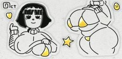 1girls animated asmrtist bikini black_eyes black_hair breasts egg female_only gif gold_bikini heart huge_breasts micro_bikini mob_face navel octotron2000 paper paperpuppetasmr plump self_upload short_hair shortstack smile smiling solo solo_female someone_else's_oc star sweater sweater_lift thick_thighs undressing wide_hips
