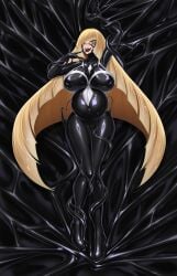 1girls alternate_costume alternate_version_available arm_up big_breasts black_lips black_lipstick bloated_belly blonde_hair breasts female female_only full_body game_freak green_eyes hips huge_breasts legs lips lipstick long_hair lusamine_(pokemon) marvel marvel_comics mature mature_female mature_woman milf mother open_mouth outfit pokemon pokemon_sm pregnant pregnant_belly pregnant_female rikatsuky sharp_teeth she-venom smile solo solo_female symbiote teeth thighs venom venom_(marvel) very_long_hair