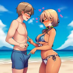 ai_generated brother_and_sister erection incest moneti_(daifuku) monety siblings tanned teasing wataru_shimizu