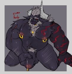 absurd_res anthro beard biceps body_hair bovid bovine broken_horn cattle chest_hair demonrat eyebrows facial_hair facial_piercing foreskin genital_piercing genitals hi_res horn humanoid_genitalia humanoid_penis male mammal masturbation muscular muscular_male nipple_piercing nipple_ring nipples nose_piercing nude pecs penis penis_piercing piercing prince_albert_piercing red_eyes ring_piercing scar sitting solo stangel_(demonrat) tattoo vein veiny_penis