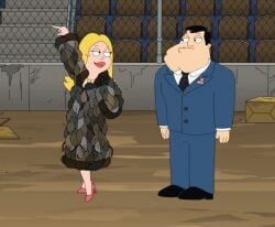 ai_generated american_dad animated big_breasts bouncing_breasts erect_nipples francine_smith gif nude pussy stan_smith thighs undressing