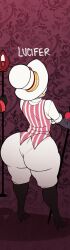 ass_crack big_booty big_butt blackwhiplash booty butt_crack cropped cropped_image fat_ass hazbin_hotel lucifer_morningstar_(hazbin_hotel) old_man older_male panty_peek solo solo_focus solo_male