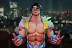 3d 3d_model abs bara belt biceps brown_hair deltoids gay gay_male glasses linlieshusband male male_only marvel marvel_rivals messy_hair muscles nipples pecs peter_parker shoulders solo solo_focus spider-man spider-man_(marvel_rivals) spider-man_(series)