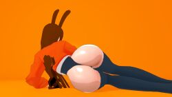 1girls ass ass_focus brown_hair brown_hair_female bunny_ears bunny_girl half-dressed half_naked half_naked_female laying_on_side nakadashi_(artist) rwby solo_female velvet_scarlatina