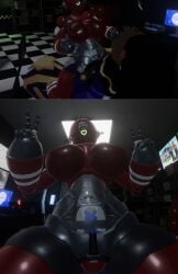 assaultron fallout fnaf heart-shaped_pupils moondrop nuka-cola peace_sign red_body sex tight_fit vaginal_penetration