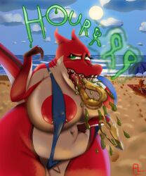 absurd_res after_vore akai_(flightlesslizard) anthro aquatic beach big_breasts big_butt bikini bodily_fluids breasts burping burping_up_clothing butt canid canine clothing death digestion_implied emetophilia eyelashes eyeliner female fish flightlesslizard fox gills golden_week green_eyes hi_res huge_breasts huge_butt hyper hyper_breasts hyper_butt lips makeup male mammal multicolored_body natural_colors navel nipple_piercing nipples nude onomatopoeia overweight overweight_female piercing pupils pussy_fins shark sharp_teeth small_clothing solo sound_effects stomach_acid story story_in_description swimming_trunks swimwear teeth text tongue two-piece_swimsuit vomit vore white_pupils