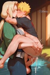 ai_assisted ai_generated anal anal_penetration anal_sex cum cum_in_ass cum_inside cumming futa_on_femboy futa_on_male held_by_another held_up in_arms kissing naruto naruto_(series) naruto_shippuden naruto_uzumaki suspended tongue tongue_kiss tongue_sucking tsunade tsunade_(naruto) uzumaki_naruto waifu_judge