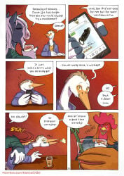 5_fingers adrian_(kantachibli) anthro avian bar benedict_(kantachibli) beverage bird blush cattle_egret cellphone chicken clothed clothed_anthro clothed_male clothing comic dialogue electronics english_text equid equine feathers fingers fur galliform grey_body grey_fur group gypsy_vanner heron hi_res horse humanoid_hands kantachibli male mammal multicolored_body multicolored_fur nervous offscreen_character page_number pelecaniform penetrable_sex_toy phasianid phillip_(kantachibli) phone red_body red_feathers sex_toy shirt smartphone speech_bubble text topwear trio two_tone_body two_tone_fur url white_body white_feathers white_fur