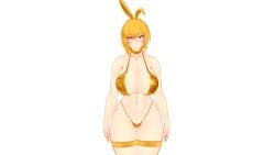 1girls bikini bikini_bottom bikini_top blonde_female blonde_hair bunny_ears half-dressed half_naked half_naked_female long_hair long_hair_female onlyrubez ponytail purple_eyes rwby solo_female yang_xiao_long