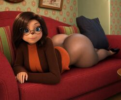 ai_generated ass_bigger_than_head barboskiny big_ass bimbo bitch bremen canine canis domestic_dog eyewear fat_ass fat_ass_mommy glasses huge_ass huge_breasts lying mature mature_anthro mature_female mature_woman melnitsa milf mother_(the_pooches) pantyhose pantyhose_feet russian short_hair the_pooches thick_thighs