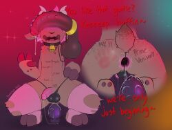 2026 absurd_res accessory anthro anus backsack ball_size_difference balls bell bell_collar big_balls big_butt big_penis bite_mark bodily_fluids body_writing bovid brown_body butt buttplug caprine cock_ring collar drooling femboy freckled_butt freckled_shoulders freckles gaping gaping_anus genital_fluids genitals goat graded_belly hair half_naked heart_symbol hi_res hooves humanoid_genitalia humanoid_penis jewelry male male/male mammal nubbed_penis penis penis_accessory penis_jewelry penis_size_difference perineum pink_hair plug_(sex_toy) precum pseudokym saliva sex_toy solo spank_marks spanked_butt tail tail_tuft tally_marks text thick_thighs tuft