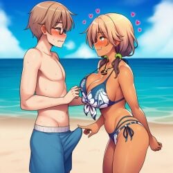 ai_generated erection incest moneti_(daifuku) monety siblings teasing wataru_shimizu