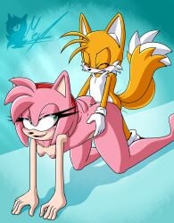 absurd_res amy_rose anthro bent_over breasts canid canine doggystyle duo eulipotyphlan female fox from_behind_position hedgehog hi_res male male/female mammal meyk miles_prower sega sex sonic_the_hedgehog_(series)