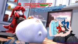 2girls angry blush burp burping fridge kitchen mimi_sentry red_hair robot robot_girl safe_vore team_fortress_2 unwilling unwilling_prey unwilling_vore vore white_skin