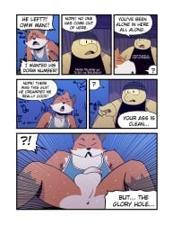 6_panel_comic annoyed anthro anus balls bodily_fluids bottomless bro_(koopa) canid canine clothed clothing comic confusion cum cute_fangs dialogue duo english_text eyes_closed fangs flaccid fordan_(t0l0k) fox genital_fluids genitals gesture graffiti hammer_bro hand_gesture hat headgear headwear hi_res humanoid_genitalia humanoid_penis koopa male mammal mario_bros multiple_scenes nintendo on_ground open_mouth penis penis_drawing perineum pointing reptile sad scalie shirt shocked slayton_(t0l0k) sledge_bro speech_bubble spread_legs spreading sweat t0l0k tank_top teeth text text_on_clothing topwear turtle