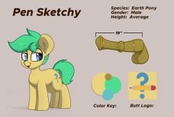 absurd_res animal_genitalia animal_penis balls blep blue_eyes color_swatch cutie_mark earth_pony equid equine equine_genitalia equine_penis erection eyebrow_through_hair eyebrows fan_character feral fur genitals green_hair hair half-closed_eyes hasbro hi_res horse male mammal medial_ring model_sheet my_little_pony narrowed_eyes number pen_sketchy_(perezadotarts) pencil_(object) penis perezadotarts pony question_mark simple_background solo text tongue tongue_out translucent translucent_hair vein veiny_penis yellow_body yellow_fur