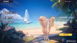 3d 3d_model 3d_render ass ass_focus ass_up bending_over bent_over big_ass blonde_female blonde_hair blue_eyes booty emma_frost emma_frost_(marvel_rivals) female female_only marvel marvel_rivals one-piece_swimsuit summer swimsuit swimwear thighs