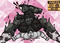 animal_print animal_print_bikini anonymous_character big_butt bikini butt clothing cow_print cow_print_bikini cowgirl_position cracked_ground duo female female_on_top from_front_position gekko_(metal_gear_solid) larger_female machine male male/female motion_lines on_bottom on_top pattern_bikini pattern_clothing pattern_swimwear pink_background robot rough_sex scaliescum sex simple_background size_difference spread_legs spreading swimwear two-piece_swimsuit vaginal