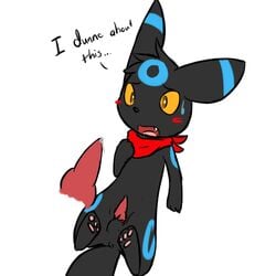 alternate_color animal_genitalia anus balls bargglesnatch-x1 blush canine_penis eeveelution english_text erection fur furry furry_ears furry_only furry_tail gay male nintendo open_mouth penis plain_background pokemon precum scarf sweat tail text umbreon video_games