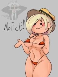 bikini blonde_hair clothed color english_text gray_background mosfane ms_info no_background npc play_together simple_face solo video_game what_the_fuck