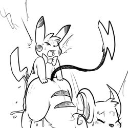 duo eroborus female male monochrome nintendo pikachu pokemon pokemon_(species) raichu size_difference sketch small_dom_big_sub straight video_games wendell