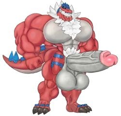 abs absurd_res anthro balls big_balls big_muscles big_pecs big_penis big_tail chest_tuft fossil_pokemon generation_6_pokemon genitals hi_res huge_balls huge_cock huge_muscles huge_pecs hyper hyper_balls hyper_genitalia hyper_penis male muscular muscular_anthro muscular_legs muscular_male neck_tuft nintendo pecs penis pokemon pokemon_(species) pubes solo tail tuft tyrantrum vein veiny_penis