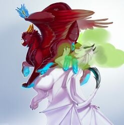 anus ass black_claws black_horn blue_anus blue_eyes blue_pawpads blue_penis blue_tongue claws cocoinepony dragon duo fart fart_cloud fart_fetish fart_sniffing farting_on_face faux_gaping feral fur furred_dragon furred_scalie genitals green_fart_cloud hi_res horn male male/male membrane_(anatomy) membranous_wings mythological_creature mythological_scalie mythology orange_horn orange_nose_horn pawpads penis pink_pawpads puffy_anus red_body red_fur red_scales scales scalie sniffing tongue ventral_scales white_body white_fur wings