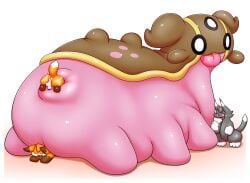 ambiguous_gender anal anal_vore anthro anus bboing canid canine domestic_cat felid feline felis feral fox gastrodon generation_4_pokemon group head_first hi_res male mammal nintendo pink_body pokemon pokemon_(species) puffy_anus size_difference tongue tongue_out vore