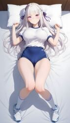 1girls emilia_(re:zero) re:zero_kara_hajimeru_isekai_seikatsu solo sportswear