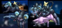 alternate_version_at_source anal anal_sex bodily_fluids bondage canid canine clothing collar digital_drawing_(artwork) digital_media_(artwork) duo eeveelution espeon feral feral_on_feral forced generation_2_pokemon generation_4_pokemon genital_fluids kinakomochi_199 latex latex_clothing latex_skinsuit luxray male male/male mammal mechanical_arm nintendo open_mouth penetration pokemon pokemon_(species) saliva saliva_on_tongue saliva_string sex simple_background skinsuit submissive submissive_male suit sweat sweatdrop teeth text_box tight_clothing tongue tongue_out urine watersports