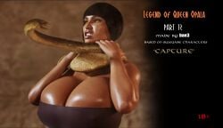 3d big_breasts big_breasts breasts choking dress legend_of_queen_opala massive_breasts osira python realistic snake tan_body voluptuous