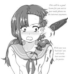1girls female hair hair_clipper humiliation punishment shaving solo tears