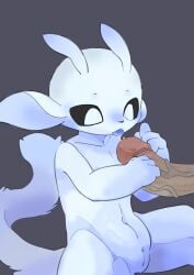 absurd_res anthro blue_tongue bodily_fluids cum cum_in_mouth cum_inside duo female feral fur genital_fluids genitals hi_res hongyan_(artist) humanoid male male/female microsoft oral ori_(ori) ori_(series) pussy tongue white_body white_fur xbox_game_studios
