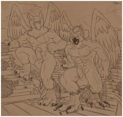 4_toes 5_fingers abs anthro avian balls beak building building_destruction carpo city claws crush destruction duo erection extreme_size_difference feathered_wings feathers feet finger_claws fingers foot_crush genitals gryphon humanoid_genitalia humanoid_penis macro macro_anthro macro_male male muscular muscular_anthro muscular_male mythological_avian mythological_creature mythology nude outside pawpads paws pecs penile penis pyronite(commissioner) rampage size_difference smile stadium stepped_on stomped stomping tail teaselbone toe_claws toes wings zulu