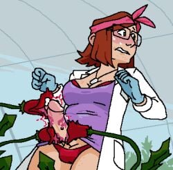 1dickgirl aliasing balls big_penis blush breasts brown_hair clothed clothing dickgirl erection flowers futanari glasses human kissing_penis light_skin lipstick_mark lipstick_on_penis low-angle_view mostly_clothed penis plant plants sarahsuccubus standing trans_woman transfem