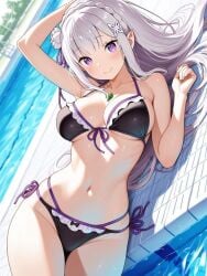 1girls ai_generated bikini emilia_(re:zero) female re:zero_kara_hajimeru_isekai_seikatsu