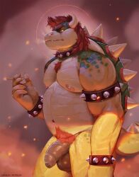 2025 anthro areola armband balls barazoku belly biceps big_balls big_belly big_muscles big_penis body_hair bowser bracelet chest_hair cigarette claws collar deltoids eyebrows flaccid foreskin genitals glans hair halo hi_res holding_object horn humanoid_genitalia humanoid_penis jewelry koopa male mario_bros musclegut muscular muscular_anthro muscular_male navel nintendo nipples non-mammal_balls non-mammal_nipples nude pecs penis pubes scales scalie shell simple_background sinibun_95 smoke smoking solo spiked_armband spiked_bracelet spiked_collar spiked_shell spiked_tail spikes spikes_(anatomy) standing tail teeth thick_arms thick_penis thick_thighs uncircumcised unretracted_foreskin vein