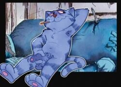 anthro domestic_cat drugs felid feline felis foreskin fritz_the_cat_(character) genitals hi_res male mammal marijuana nude penis raccoondouglas smoking solo uncircumcised