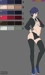 1boy 2025 2d alternative_universe artist_name atlus blue_hair bulge character_sheet clothing concept_art femboy femboy_focus feminine_male feminization flat_colors gay hotpants impossible_clothes makoto_yuki male male_only megami_tensei penis persona persona_3 persona_3_reload school_uniform showing_off sissy sketch thick thick_thighs uniform wankofool