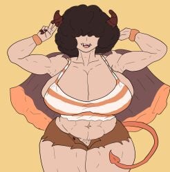 chubby_belly chubby_female clothed curly_hair demon_girl demon_horns demon_tail extra_thicc fangs horns kage_of_a_deal long_hair muscular_female naked_belly oc sexy sexy_armpits sexy_body sexy_pose succubus succubus_horns thicc thick_ass thick_thighs voluptuous wide_hips wings