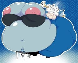 anthro areola areolae ass bbw belly belly_button belly_on_table belly_overhang big_areola big_ass big_belly big_breasts big_thighs blue_background breasts chubby crushing crushing_object crushing_tiny_person dewbber dewott dumpling dumplings duo fat female female_focus furry furry_only generation_5_pokemon huge_areolae huge_ass huge_belly huge_breasts huge_thighs hyper hyper_areola hyper_ass hyper_belly hyper_breasts hyper_thighs inverted_nipples large_areolae large_ass large_belly large_breasts large_thighs larger_female macro male nipples overweight pokémon_(species) pokemon pokemon_(species) smaller_male ssbbw table tail thick thick_thighs thighs topwear tusks_(dewbber) wardrobe_malfunction white_hair wide_hips