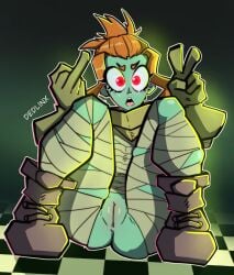 big_ass big_breasts big_butt big_thighs big_titties breasts curvaceous curvaceous_female curvaceous_figure curvy curvy_figure curvy_hips dedlinx female female_focus female_only front_view glitch_productions green_skin looking_at_viewer melancholy_(the_gaslight_district) melancholy_hill mummy_girl orange_hair ponytail pussy red_eyes short_hair the_gaslight_district