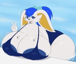 big_ass big_breasts bikini breasts breena_(thixxen) bubble_butt cinderace cleavage coffee_demon female furry huge_ass huge_breasts pokemon pokemon_(species) thick_thighs wide_hips