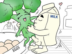 4chan balls barefoot blush bonnie_broccoli breast_grab breasts drink eggs female food food_groupie grope happy happy_sex huge_cock inanimate male mascot melvin_milk milk milk_carton nipple_suck no_humans partial_color penis personification pussy refrigerator sex straight vaginal_penetration vegetable voyeur