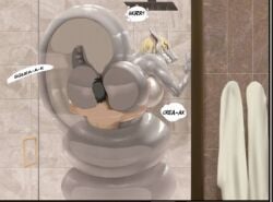 1boy 1boy1girl 1girl1boy 1girls anthro anthro_on_human asphyxiation comic comic_page cropped facesitting female female_on_top human_on_anthro inkanyamba_(artist) low_res lowres male original_character shark shark_girl shark_tail shower showering wet wet_body