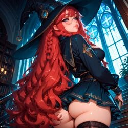 1girls ai_generated arms ass bangs big_ass blue_eyes braided_hair cleavage female female female_focus female_only from_behind from_below glasses hourglass_figure huge_ass human legs light light-skinned_female light_skin long_hair looking_at_viewer magic_academy magic_user magician masterpiece medium_breasts original panties patreon petite red_hair redesign scarlet_(stblfantasy) seductive seductive_eyes seductive_look seductive_pose seductive_smile sexually_suggestive sexy skinny skinny_girl small_waist smile solo sorceress stable_diffusion stairs stblfantasy student teenage_girl teenager thick_ass thick_lashes thick_lips thick_thighs thighhighs thighs warm_lighting wavy_hair window witch witch_costume witch_hat witchcraft young younger_female